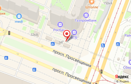 Терминал МТС банк на проспекте Просвещения на карте