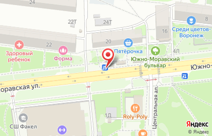 Советский район Киоск по продаже фруктов и овощей на Южно-Моравской улице на карте