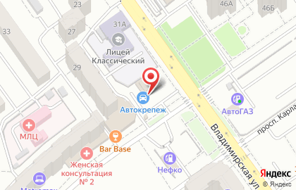 Магазин автозапчастей Автокрепеж в Железнодорожном районе на карте