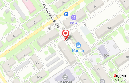 Магазин овощей и фруктов в Молодёжном переулке на карте