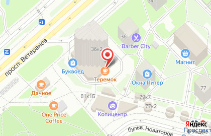 Кондитерская хорошего настроения Теремок на проспекте Ветеранов на карте