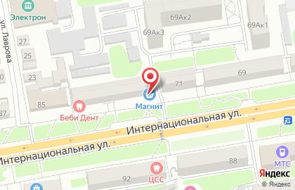 Супермаркет Магнит на Интернациональной улице на карте