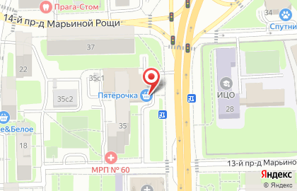 Супермаркет Пятёрочка на Шереметьевской улице на карте