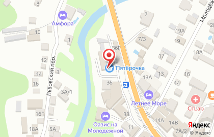 Супермаркет Пятёрочка в Лазаревском районе на карте