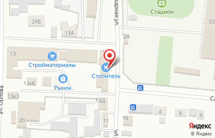 Магазин отделочных и строительных материалов Строитель на Базарной улице на карте