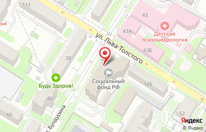 Управление пенсионного фонда РФ в г. Туле на улице Льва Толстого на карте