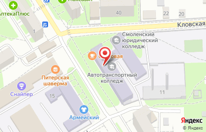 Московский автомобильно-дорожный государственный технический университет в Смоленске на карте