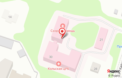 Кольская центральная районная больница на улице Кайкова в Мурмашах на карте