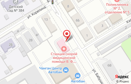 Станция скорой медицинской помощи им. Капиноса В.Ф. на улице Бабушкина на карте