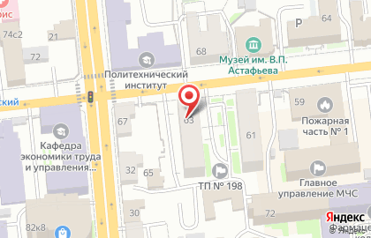 Общежитие СибГТУ в Центральном районе на карте