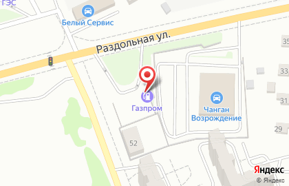 Заправочная станция Газпром на Раздольной улице на карте