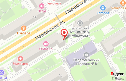 Продовольственный магазин на Ивановской улице на карте