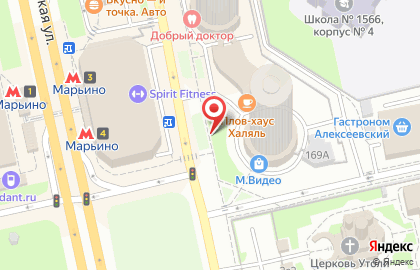 Киоск по продаже цветов, район Марьино на Люблинской улице на карте