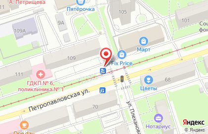 Киоск по продаже печатной продукции на Петропавловской улице на карте
