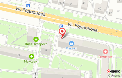 Торговый центр Спутник на улице Родионова на карте