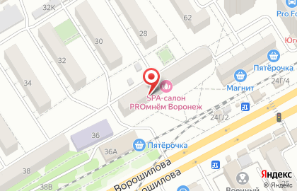 Кабинет массажа на улице Ворошилова на карте