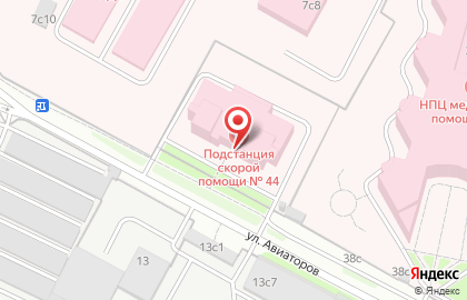 Станция скорой и неотложной медицинской помощи им. А.С. Пучкова на улице Авиаторов на карте