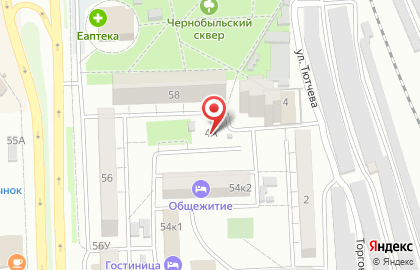 Продовольственный магазин на улице Тютчева на карте
