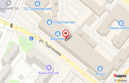 Фирменный салон сотовой связи МТС на улице Тургенева на карте
