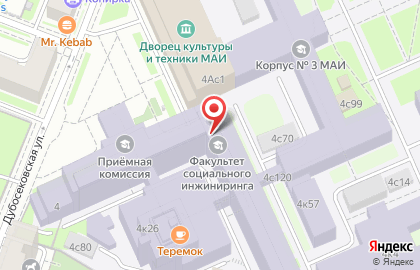 Московский авиационный институт на Волоколамском шоссе, 4 к 20 на карте