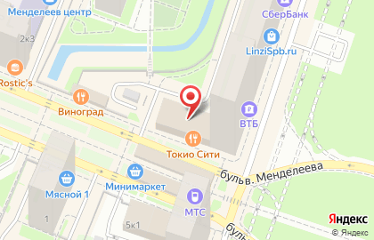 Городской ресторан Токио-city на проспекте Авиаторов Балтики, 7к1 на карте