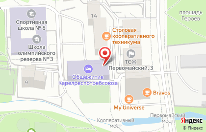 Общежитие Карелреспотребсоюз на Первомайском проспекте на карте