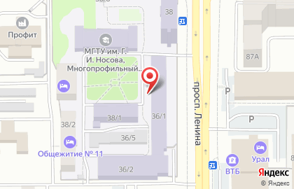 Магнитогорский многопрофильный колледж, МГТУ им. Г.И. Носова на улице Грязнова, 36/1 на карте