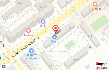Ветеринарная клиника Друг на проспекте Металлургов на карте