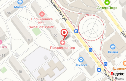 Самарская областная клиническая психиатрическая больница на Ташкентской улице на карте