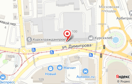 Киоск по продаже кондитерских и хлебобулочных изделий Курскхлеб в Центральном районе на карте