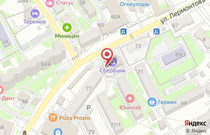 Супермаркет напитков Brut на улице Лермонтова на карте