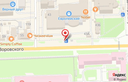 Киоск по продаже печатной продукции Роспечать на улице Воровского, 43а киоск на карте