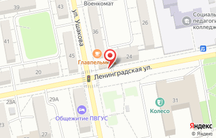 Продуктовый магазин У Колеса на улице Ленинградской на карте