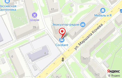 Шинный центр Cordiant на улице Маршала Конева на карте
