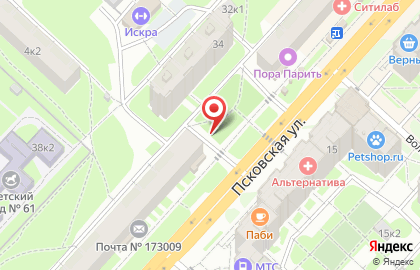 Киоск по продаже рыбы на Псковской улице на карте