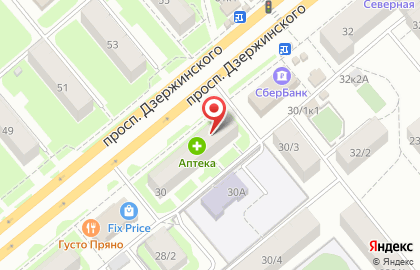 Магазин Торговая площадь на проспекте Дзержинского на карте