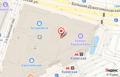 Салон связи Yota на площади Киевского Вокзала на карте