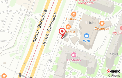 Киоск по продаже фруктов и овощей, Выборгский район на улице Энгельса на карте