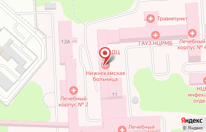 Консультационно-диагностическая поликлиника Нижнекамская центральная районная многопрофильная больница на Ахтубинской улице, 11 в Нижнекамске на карте