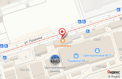 Кафе-пельменная Соляночка на улице Пушкина на карте