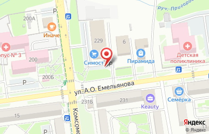 Автостоянка на ул. Емельянова, 4/1 на карте