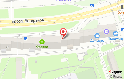 Продовольственный магазин на проспекте Ветеранов на карте