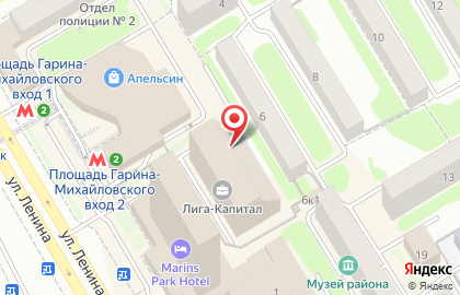 Кафе Акварио на Площади Гарина-Михайловского на карте