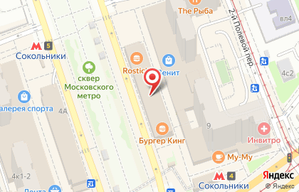 Магазин женского нижнего белья Миледи на Сокольнической площади на карте