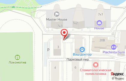 Авеню в Парковом переулке на карте