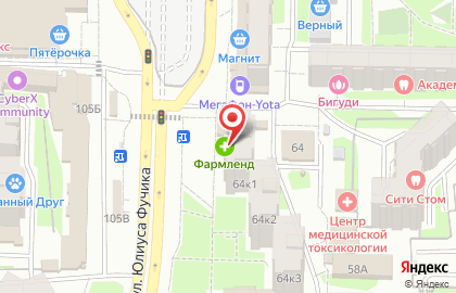 Банкомат АК Барс на улице Юлиуса Фучика, 64 к 1 на карте