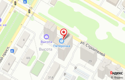 Супермаркет Пятёрочка на улице Строителей на карте