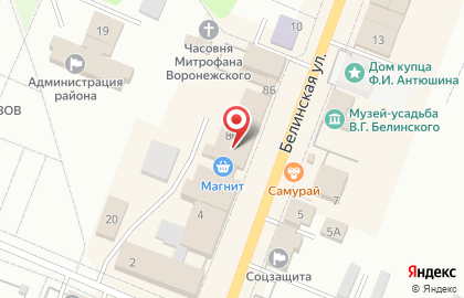Супермаркет Магнит в Белинском на карте