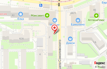 Магазин колбасных изделий Романишин на улице Маршала Соколовского на карте
