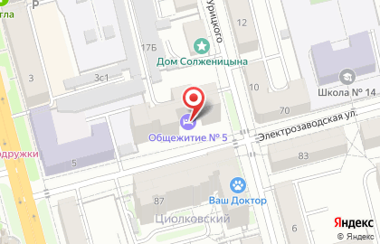 Общежитие, РГРТУ на улице Циолковского на карте